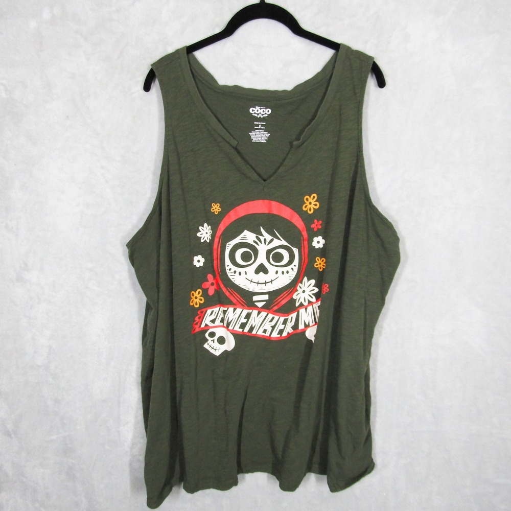 Disney Pixar Coco Olive Green Graphic Tank Top Remember Me Women's Plus Size 6